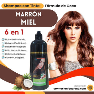 Shampoo con Tinte 6 en 1 con Aceite de Coco – La Niquereña (500 ml)